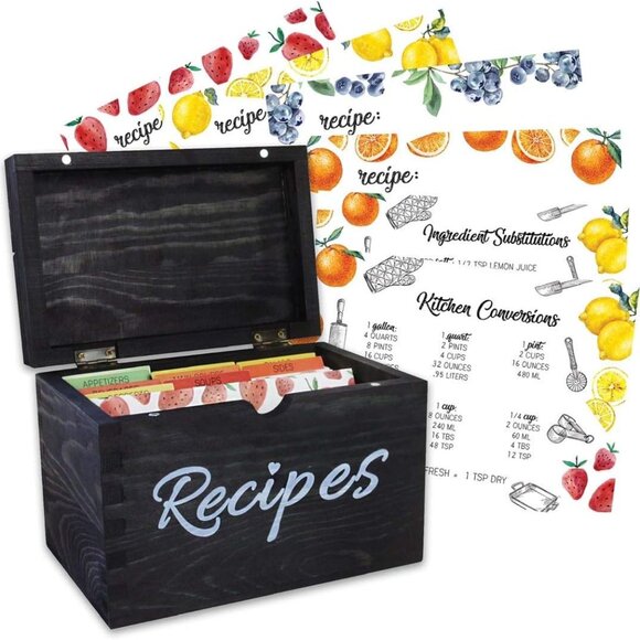 Other - Baking & Beyond Recipe Box, Recipe Card Holder Box with 100 4x6 inch Recipe Card